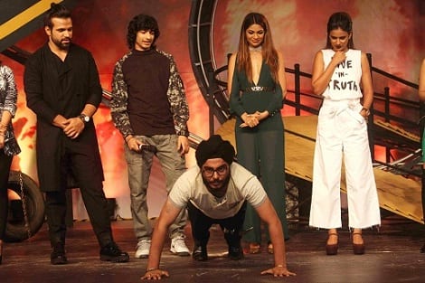 (L to R) Television actors Rithvik Dhanjani, Shantanu Maheshwari, Lopamudra Raut and Nia Sharma during the launch of Colors TV show Khatron Ke Khiladi Season 8 in Mumbai, India on May 9, 2017. (Pravin Utturkar/SOLARIS IMAGES)
