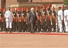 Palestine President accorded reception at Rashtrapati Bhawan
