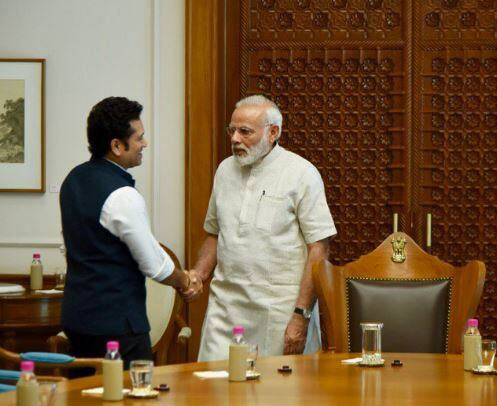 Sachin Tendulkar met Prime Minister Narendra Modi to discuss an upcoming biopic on his life -- 'Sachin: A Billion Dreams'.