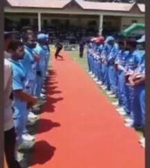 J&K: Local cricket teams sing \'qaumi tarana\' song before match in Pulwama stadium