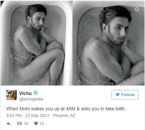 Ranveer Singh's old bathtub picture hits internet again and Twitteratis are having a field day