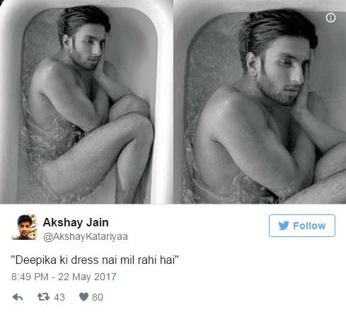 Ranveer Singh's old bathtub picture hits internet again and Twitteratis are having a field day