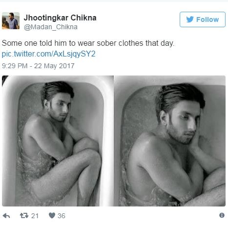 Ranveer Singh's old bathtub picture hits internet again and Twitteratis are having a field day