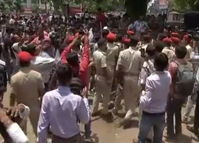 Patna: Angered over class 12 results, students protest outside inter council office Patna: Angered over class 12 results, students protest outside inter council office