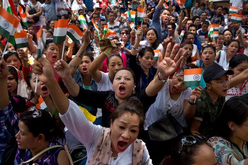 They blocked the NH 31A at some places in the district, official sources said today. --Caption: Protesters demanding the creation of separate state of Gorkhaland in India’s north-east shout slogans as they gather near the Indian parliament in New Delhi, India, Sunday, June 18, 2017. The protestors also demanded immediate removal of paramilitary forces from the Darjeeling hills. (AP Photo/Tsering Topgyal)