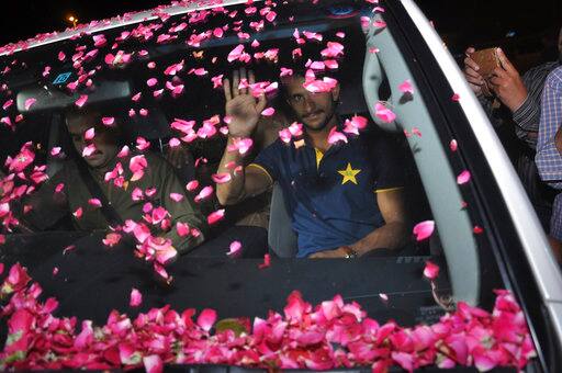 Fans showered flower petals on Hasan Ali who won the ICC Man of the Tournament award. (Photo: Facebook)