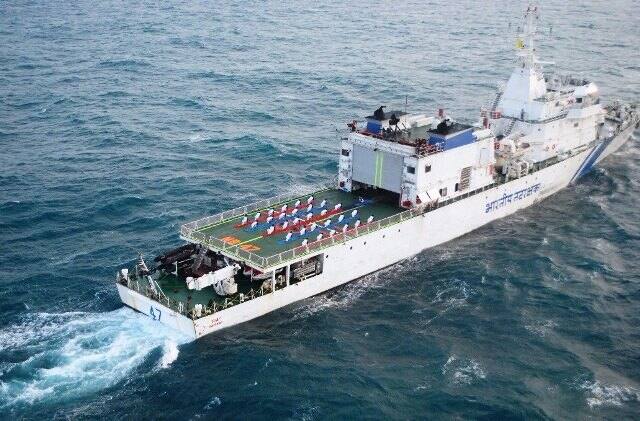 Yoga Day onboard Indian Coast Guard Ship Sarathi at sea.
