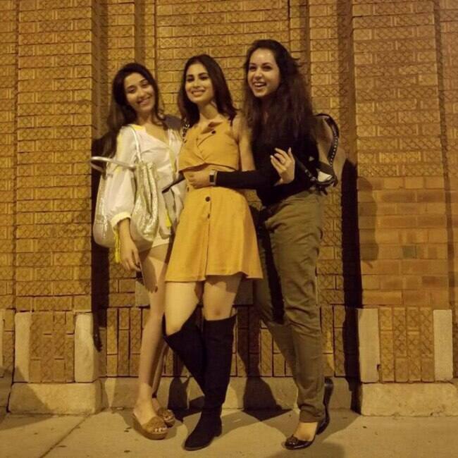 Mouni Roy snapped with her sisters in Chicago. PIC/Instagram. 