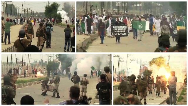 Protesters clash with security forces in Kashmir after prayers on Eid day Protesters clash with security forces in Kashmir after prayers on Eid day
