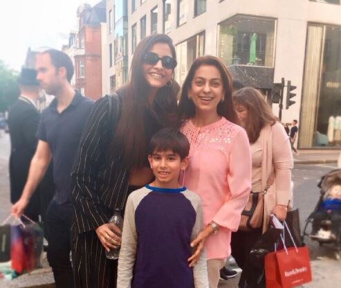 Sonam surprises Juhi Chawla in London Sonam surprises Juhi Chawla in London