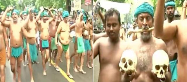 TN farmers beat themselves to protest MLAs' salary hike