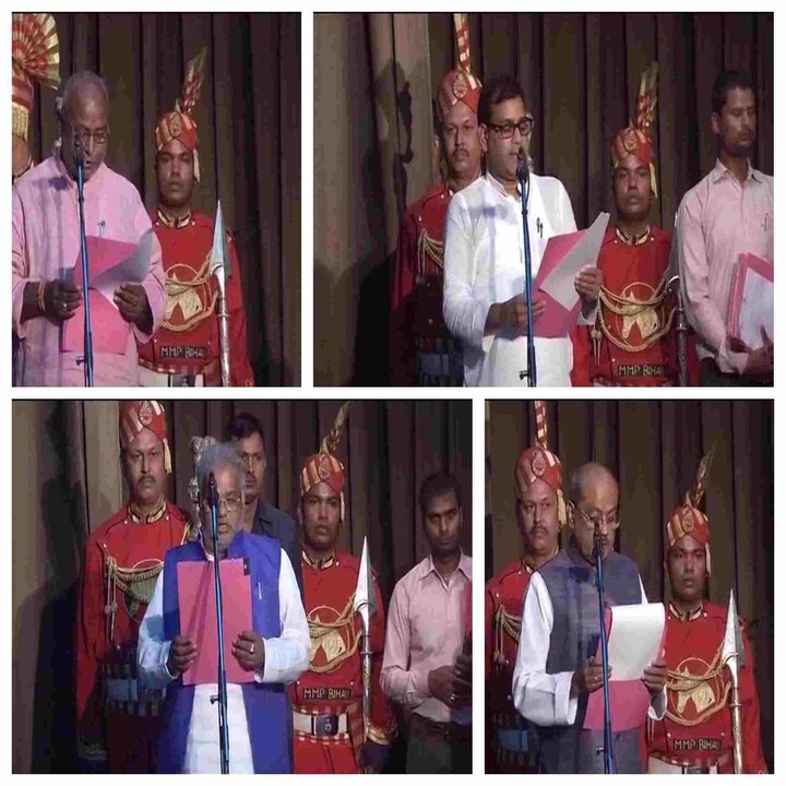 Bihar CM Nitish Kumar gets new cabinet: 27 MLAs take oath in Patna's Raj Bhawan  Bihar CM Nitish Kumar gets new cabinet: 27 MLAs take oath in Patna's Raj Bhawan
