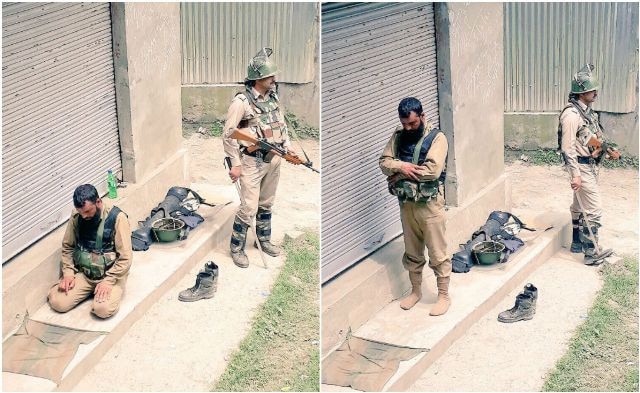‘Brothers-in-arms for peace’: Pictures of cop offering namaz while jawan stands guard go viral ‘Brothers-in-arms for peace’: Pictures of cop offering namaz while jawan stands guard go viral