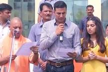 Akshay Kumar wields broom with Yogi Adityanath for cleaner UP, promotes movie