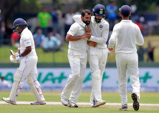 Shami and Jadeja picked up 2 wickets each while Umesh Yadav had 1 wicket to his name. (Photo: AP)