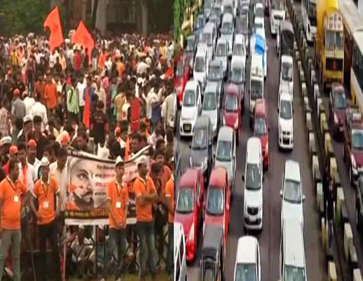 Maratha March: Traffic snarls in Mumbai  Maratha March: Traffic snarls in Mumbai