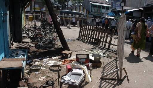 The scene of the blast site is pictured in Malegaon, some 175 miles (280 kilometres) northeast of India's financial hub Mumbai on September 30, 2008. At least seven persons were killed in the explosion. FILE PIC/AFP.