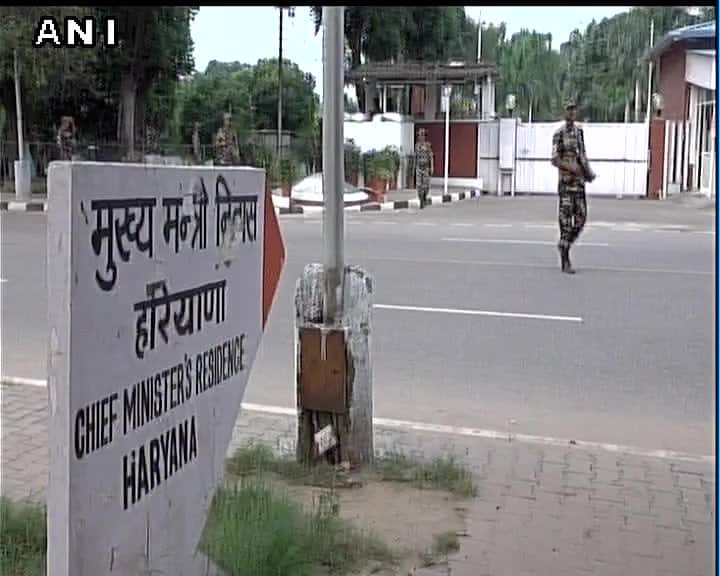 Security has been enhanced outside Chief Minister Manohar Lal Khattar's residence.