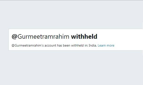 A search on the microblogging site for Ram Rahim’s accounts returned a message “@Gurmeetramrahim’s account has been withheld in India”.