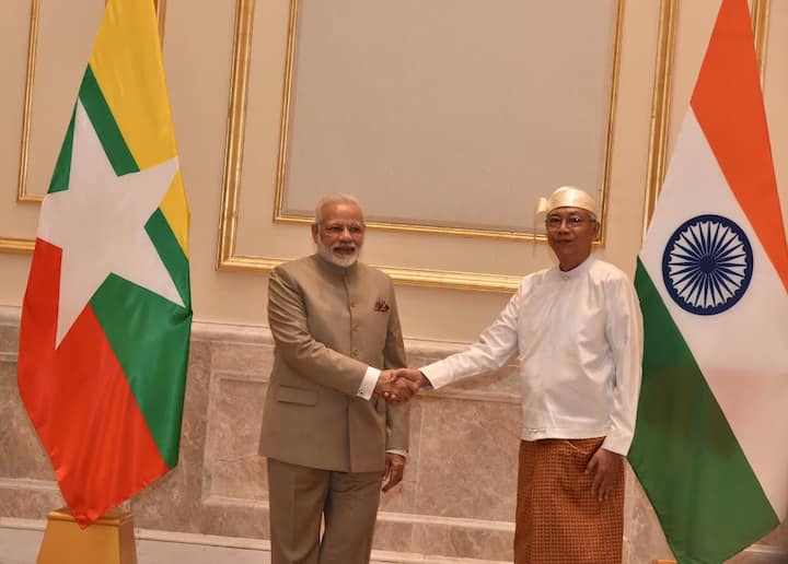 After visiting China for BRICS summit, Prime Minister Modi is in Myanmar today. The objective of the visit to Myanmar is to chart out a roadmap for closer cooperation in areas like security and counter –terrorism. (All photographs source:Twitter)