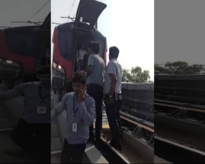 Passengers, excited about their first trip on the much- awaited metro, were stuck till a team of the Lucknow Metro Rail Corporation (LMRC) came to their rescue. The passengers were taken out from the back through the emergency exit. 