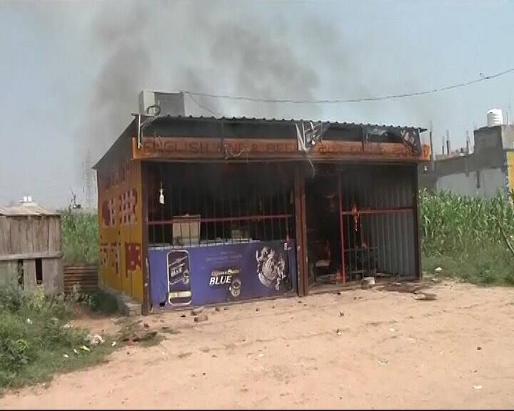 Meanwhile, angry people burnt a liquor shop near Ryan International School.