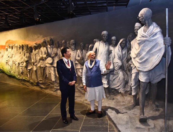 Modi, Abe visit museum dedicated to Mahatma Gandhi Modi, Abe visit museum dedicated to Mahatma Gandhi