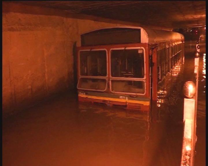 Heavy rains coupled with thunder and lightning lashed the metropolis yesterday, slowing down movement of vehicular traffic and suburban trains, and bringing back memories of torrential downpour late last month when the financial capital came to a standstill.
