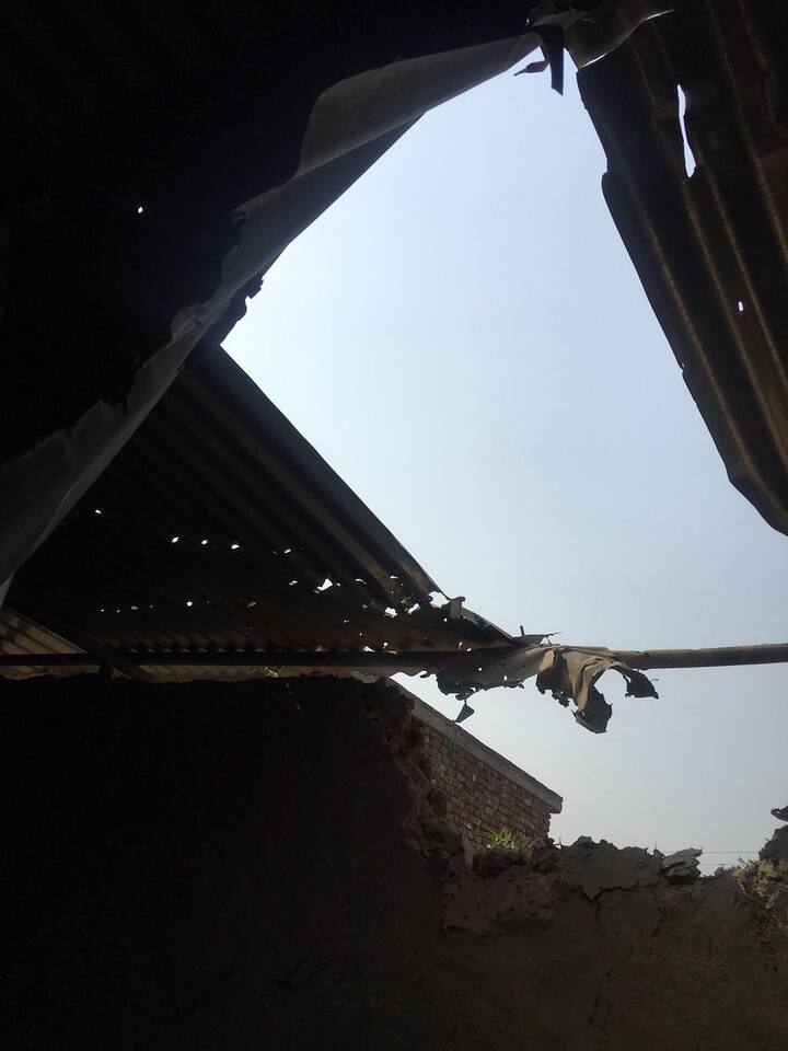 Photo of damaged ceiling of resident's house in Arnea.