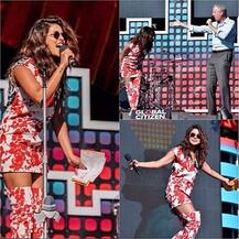 PeeCee looks stunning in floral Fausto Puglisi dress at Global Citizen Festival
