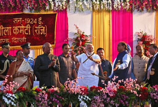 Here are some of the pictures to show how the country celebrated Dussehra. Have a look: Indian Prime Minister Narendra Modi smiles after the bow, used to symbolically shoot an arrow at a giant effigy of demon king Ravana to light it up, broke while he was trying to string it during Dussehra festival in New Delhi, India, Saturday, Sept. 30, 2017. Dussehra commemorates the triumph of Lord Rama over the demon king Ravana, marking the victory of good over evil. (AP Photo)