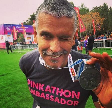 Milind is running Pinkathon; India’s Biggest Women’s run founded by Milind Soman and Reema Sanghavi to promote good health and breast cancer awareness amongst women.(Image- Instagram @milindrunning)