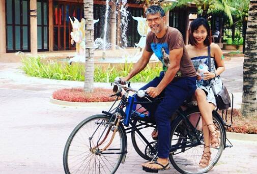 Though, she is not Milind Soman and Ankita Konwar(Image- Instagram @milindrunning)
