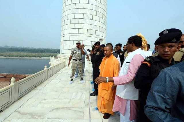As he arrived amid tight security, BJP activists shouted slogans hailing him as well as 'Jai Shri Ram'. / Courtesy: Yogi Twitter
