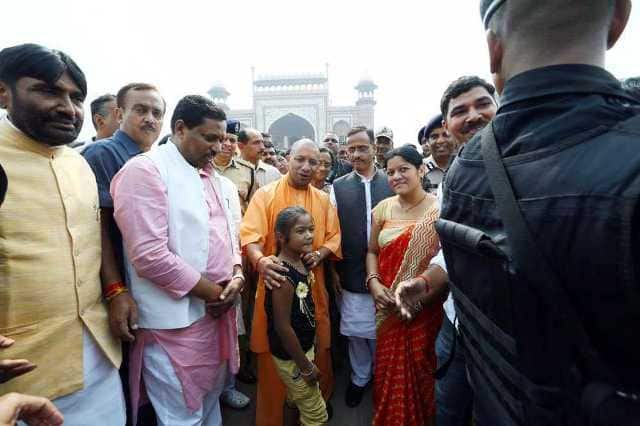 Later, the Chief Minister announced he would visit the Taj Mahal and said the monument had been built by the sweat and blood of Indian labourers./ Courtesy: Yogi Twitter