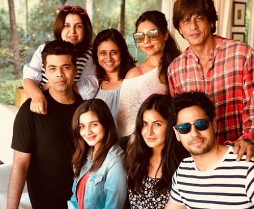 Bollywood celebs during Shah Rukh Khan's birthday celebration. (Image- Instagram @karanjohar)