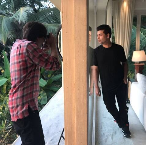 Karan Johar and Shah Rukh Khan enjoy photography session during party. (Image- Instagram @karanjohar)