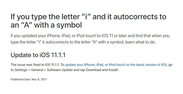 Apple iOS 11.1.1 update: Fixes ‘I’ auto-correct bug Apple iOS 11.1.1 update: Fixes 'I' auto-correct bug