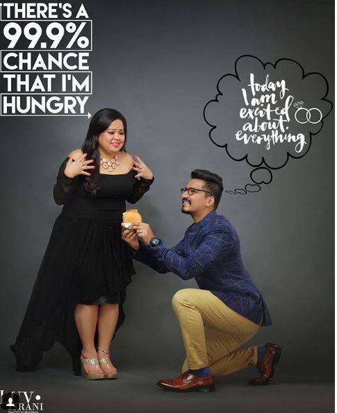 The laughter queen has always entertained people and her pre-wedding shoot follows the same protocol. While Bharti and Haarsh look stunningly beautiful, the couple did tickle us with this photograph. Image Credits: Luv Irani's Instagram 