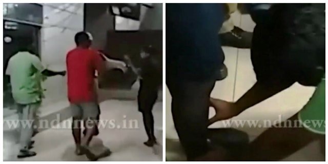 Indigo viral video Hyderabad airport flight attendant drunk men Viral Video: IndiGo flight attendant makes 2 drunk men touch her feet for misbehaving with her