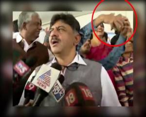 WATCH: Karnataka minister DK Shivakumar hits man for taking 'selfie'!
