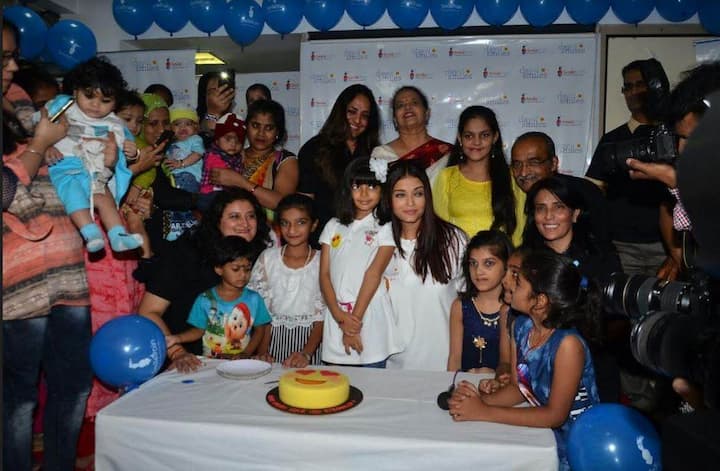 Bollywood actress Aishwarya Rai Bachchan celebrated the birthday of her late father Krsihnaraj Rai at an NGO which works for children with cleft lips and cleft palates. She went to the NGO with her six-year-old daughter Aaradhya Bachchan, where she organised a charity event./ Image: Manav Manglani
