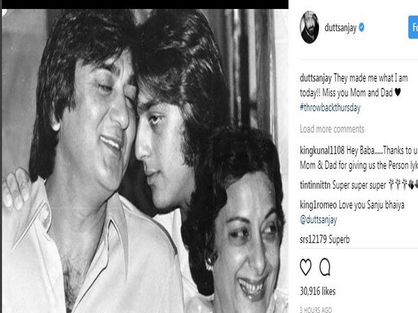 Sanjay Dutt shares adorable pic with parents Sanjay Dutt shares adorable pic with parents