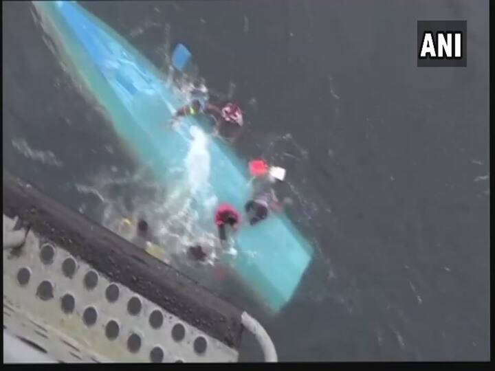 Two fishermen died while 214 others were safely evacuated in rescue operations jointly launched by the Indian Navy, Air Force and Coast Guard in the seas as heavy rains lashed the area under the influence of Cyclone Ockhi. (Image: Twitter)