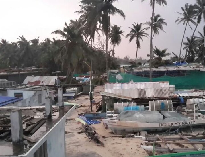 Several houses suffered damage, coconut trees got uprooted and communication lines were disrupted. (Image: Twitter @ANI)