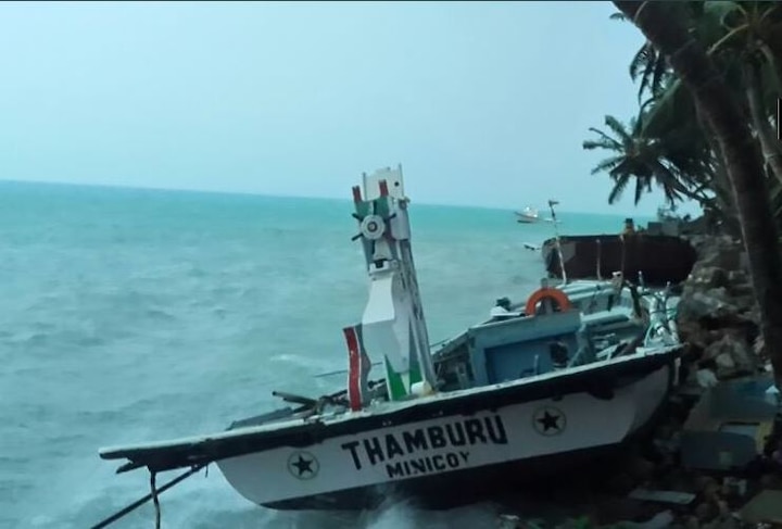 New Delhi: Media reports from Lakshadweep states that strong winds with the speed of 130 kmph lashed in many parts. (Image: Twitter @ANI)