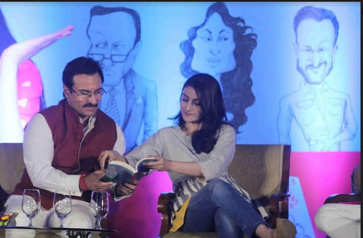 Saif reads an excerpt where Soha has humourously written about being questioned on how does it feel being sister of somebody so famous or having somebody as famous as Kareena Kapoor Khan as her sister-in-law, and now about their son Taimur Ali Khan who is already a celebrity. Image: Manav Manglani