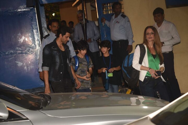 Hrithik Roshan  and ex-wife Suzanne were spotted accompanying sons Hrehaan and Hridhaan . Image: Manav Manglani