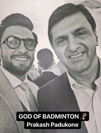 Ranveer Singh bonds with Deepika Padukone’s father Prakash Padukone Ranveer Singh bonds with Deepika Padukone's father Prakash Padukone