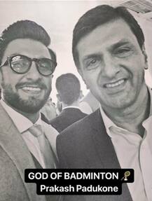 Ranveer Singh bonds with Deepika Padukone\'s father Prakash Padukone